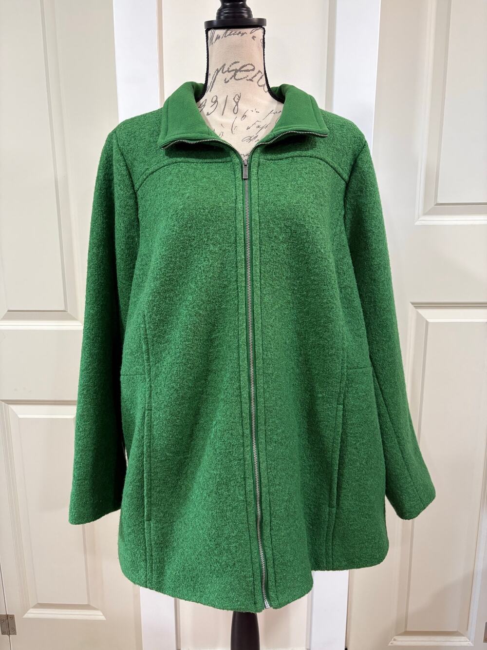 Land’s End Emerald Green Wool Blend Coat Size 22W
